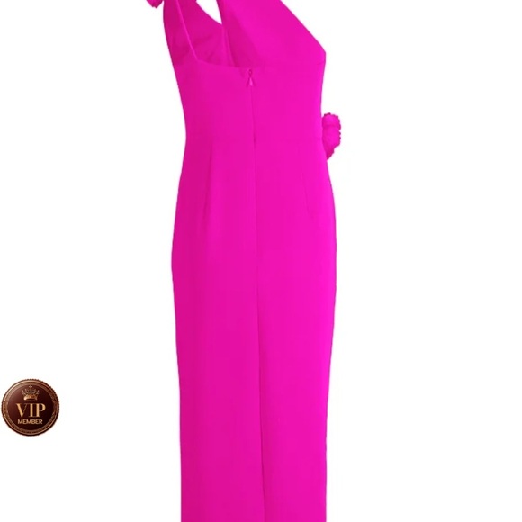 Fehaute Vibrant Pink One Shoulder Asymmetrical Cocktail Dress - Picture 3 of 3